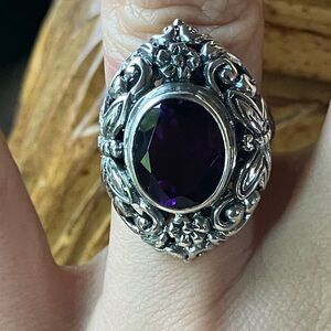 Moroccan Amethyst Sterling Silver Artistic Dragonfly Ring Size 6